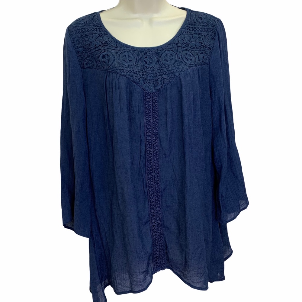 Spense Women’s Dark Blue LS Blouse Top Shirt size Large